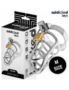 Addicted toys locked - silver lock jaula para pene de metal talla m