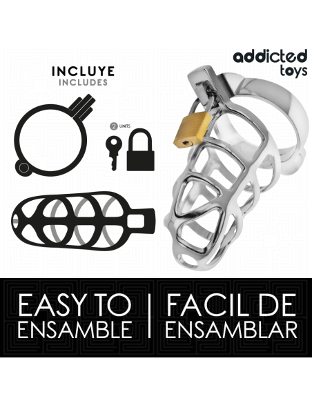 Addicted toys locked - silver lock jaula para pene de metal talla m