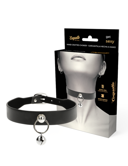 Coquette chic desire - collar cuero vegano accesorio woman cascabel/aro