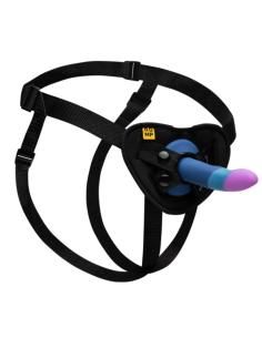 Romp - piccolo arnÉs + dildo silicona con ventosa tricolor 14 cm