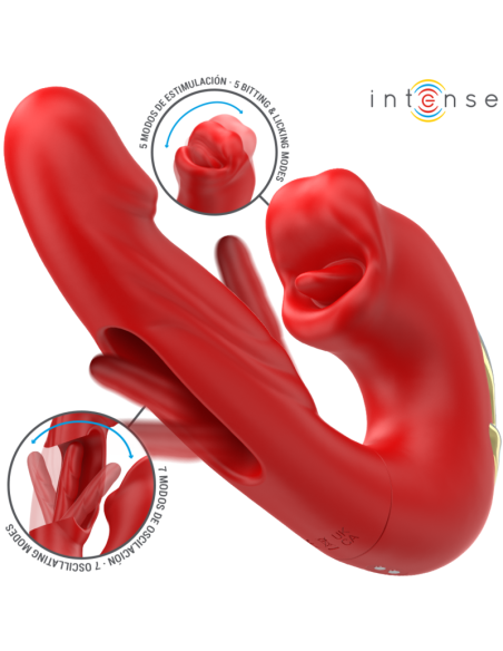 Intense - nathy vibrador doble con boca estimuladora multifunciÓn rojo