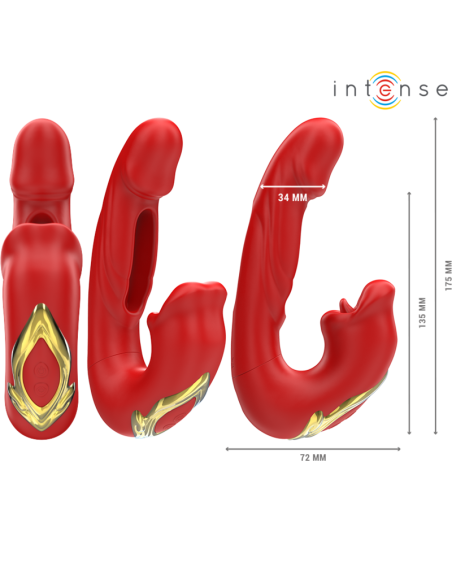 Intense - nathy vibrador doble con boca estimuladora multifunciÓn rojo