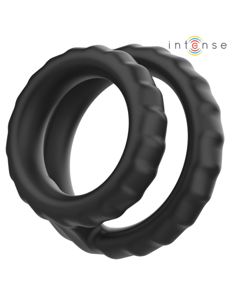 Intense - dewey anillo doble para pene silicona negro modelo 2