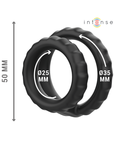 Intense - dewey anillo doble para pene silicona negro modelo 2