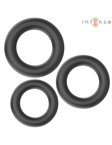 Intense - hugh 3 anillos bÁsicos para pene silicona negro