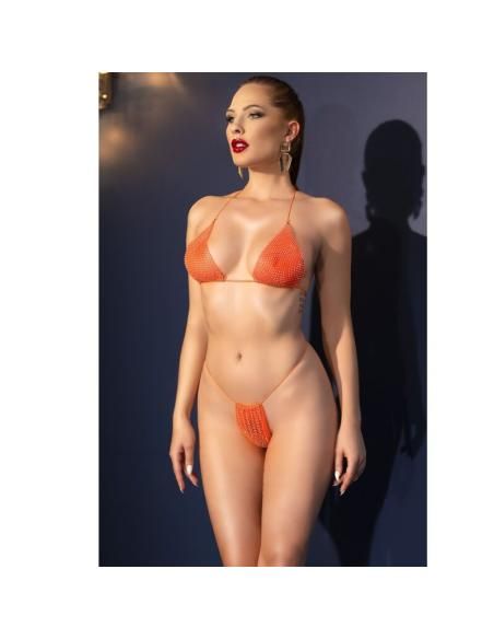 Chilirose - cr 4898 bikini naranja lentejuelas talla Única