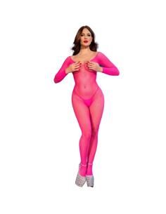 Chilirose - cr 4894 bodystocking malla rosa neon s/m