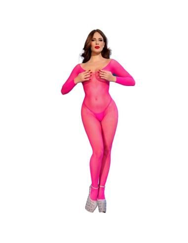 Chilirose - cr 4894 bodystocking malla rosa neon s/m