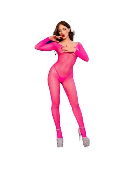 Chilirose - cr 4894 bodystocking malla rosa neon s/m