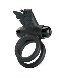 Pretty love - doble anillo vibrador con estimulador negro