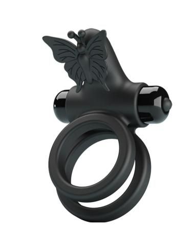 Pretty love - doble anillo vibrador con estimulador negro
