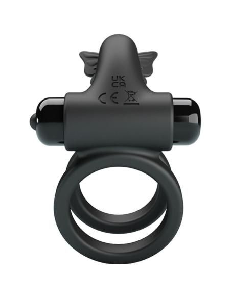 Pretty love - doble anillo vibrador con estimulador negro