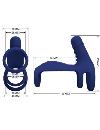 Pretty love - elish anillo vibrador con extensiÓn azul