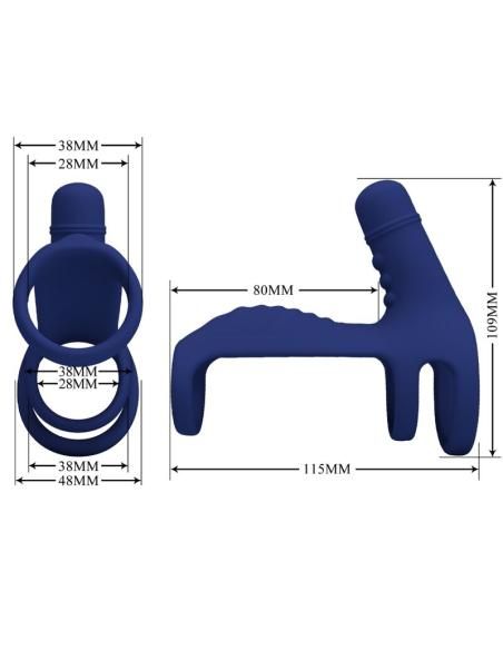 Pretty love - elish anillo vibrador con extensiÓn azul