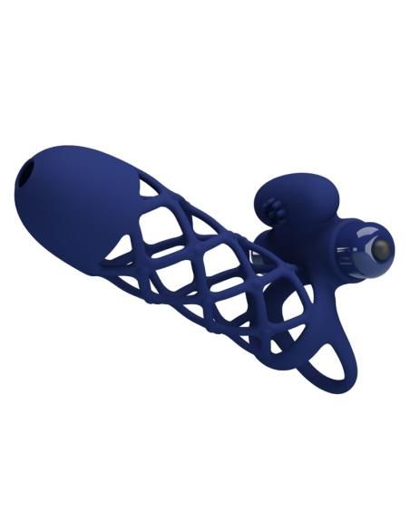 Pretty love - giann anillo vibrador con funda de silicona azul