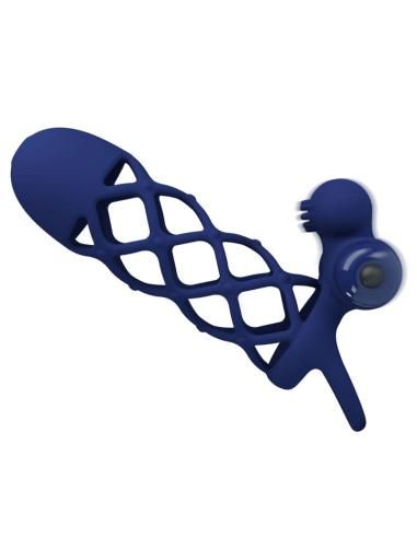 Pretty love - giann anillo vibrador con funda de silicona azul