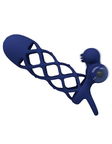 Pretty love - giann anillo vibrador con funda de silicona azul