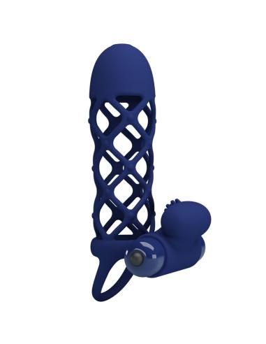 Pretty love - giann anillo vibrador con funda de silicona azul