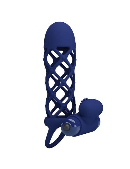 Pretty love - giann anillo vibrador con funda de silicona azul