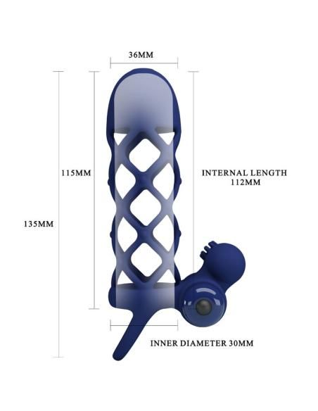Pretty love - giann anillo vibrador con funda de silicona azul