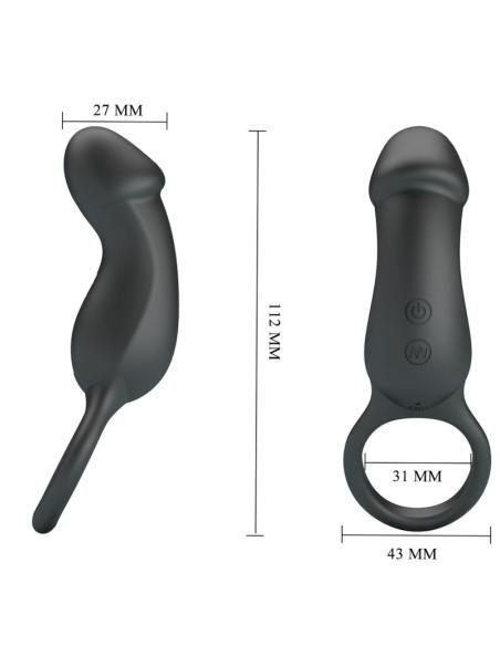 Pretty love - trae anillo vibrador con estimulador negro