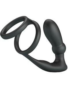 Pretty love - emoni anillo pene + plug anal 12 vibraciones negro