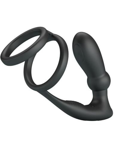 Pretty love - emoni anillo pene + plug anal 12 vibraciones negro