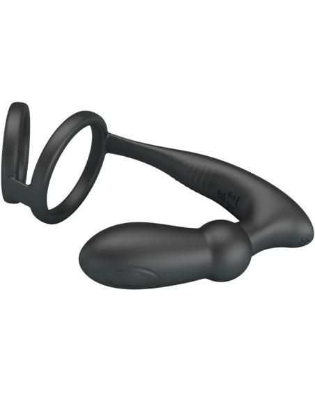 Pretty love - emoni anillo pene + plug anal 12 vibraciones negro