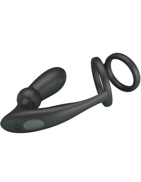 Pretty love - emoni anillo pene + plug anal 12 vibraciones negro