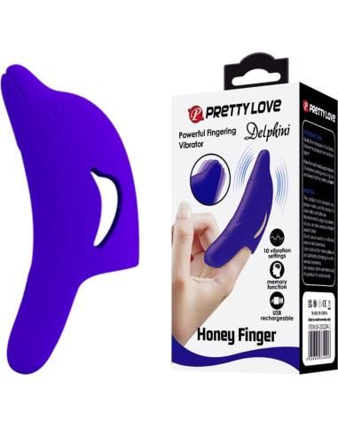Pretty love - delphini poderoso estimulador de dedo azul oscuro