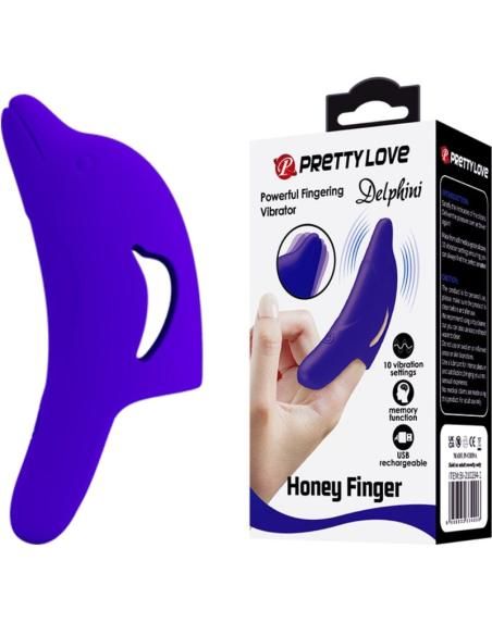 Pretty love - delphini poderoso estimulador de dedo azul oscuro