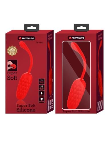Pretty love - huevo vibrador con textura marina recargable rojo