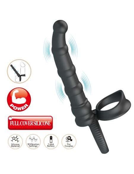 Pretty love - tatum anillo vibrador pene con plug 10 vibraciones negro