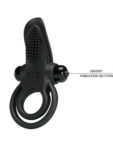 Pretty love - doble anillo vibrador + estimulador clÍtoris 10 vibraciones negro