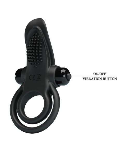 Pretty love - doble anillo vibrador + estimulador clÍtoris 10 vibraciones negro