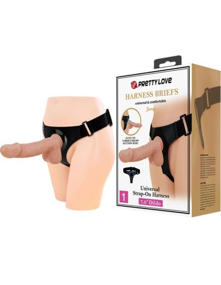 Pretty love - harness briefs arnÉs universal con dildo jerry 21.8 cm natural
