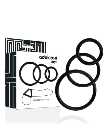 Addicted toys - set anillos pene negro
