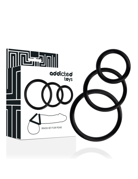 Addicted toys - set anillos pene negro