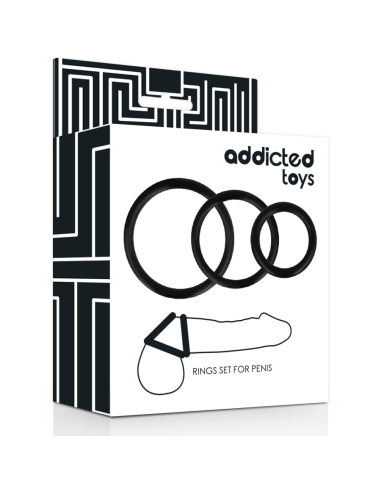 Addicted toys - set anillos pene negro