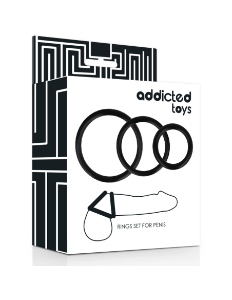 Addicted toys - set anillos pene negro