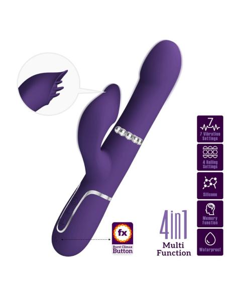Pretty love - zalin vibrador rabbit perlas 4 en 1 morado