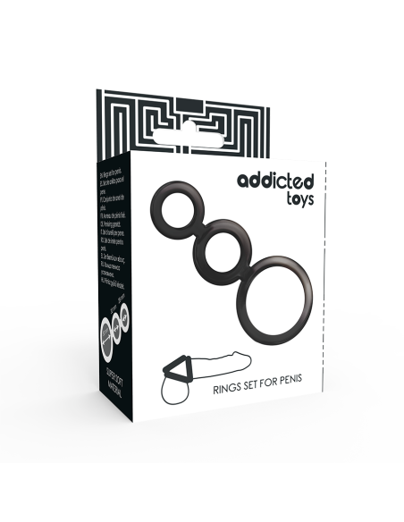 Addicted toys - set anillos pene y testÍculos - ahumado