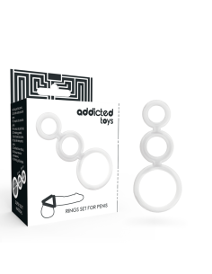 Addicted toys - set anillos pene y testÍculos clear 2