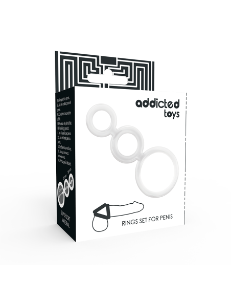 Addicted toys - set anillos pene y testÍculos clear