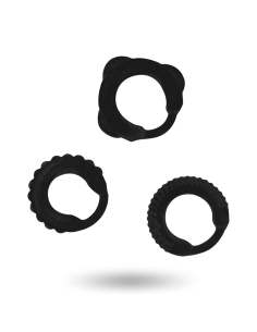 Addicted toys - set 3 anillos pene negro