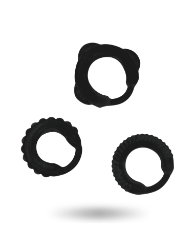 Addicted toys - set 3 anillos pene negro