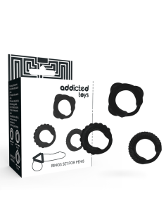 Addicted toys - set 3 anillos pene negro 2