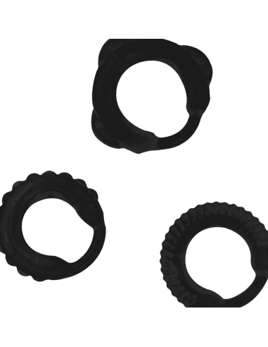 Addicted toys - set 3 anillos pene negro