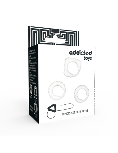 Addicted toys - set 3 anillos pene clear