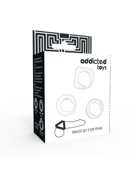 Addicted toys - set 3 anillos pene clear